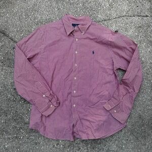 Ralph Lauren red & white gingham button up Collared shirt Size XXL